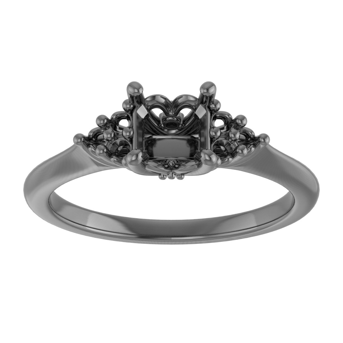 10x10 mm Heart Engagement Ring Mounting view 3