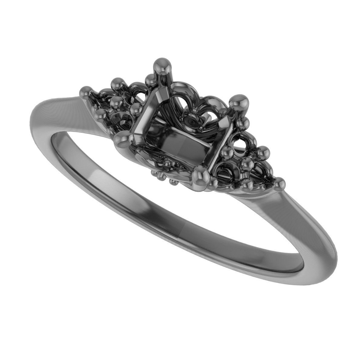 10x10 mm Heart Engagement Ring Mounting view 5