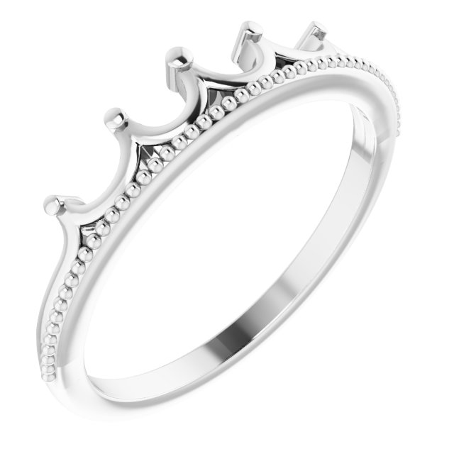 14K White Stackable Crown Ring 