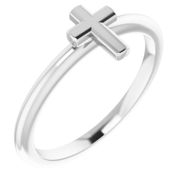 14K White Stackable Cross Ring 