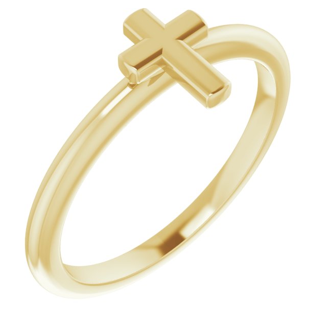 14K Yellow Stackable Cross Ring 