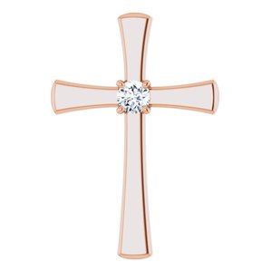 14K Rose 1/5 CTW Diamond Cross Pendant  