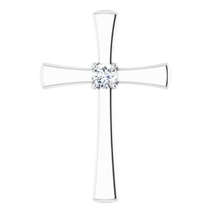 14K White 1/5 CTW Natural Diamond Cross Pendant  