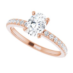 14K Rose 6.5 mm Round Forever Oneâ„¢ Moissanite & 3/8 CTW Diamond Engagement Ring