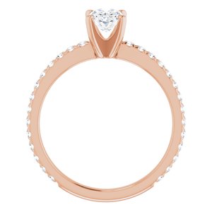 14K Rose 6.5 mm Round Forever Oneâ„¢ Moissanite & 3/8 CTW Diamond Engagement Ring