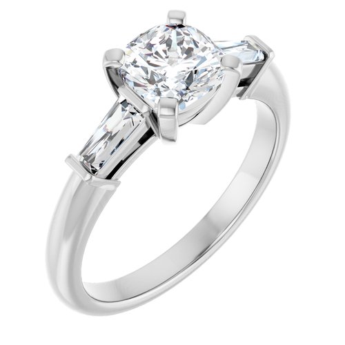14K White Cushion 1 1/4 ct Engagement Ring