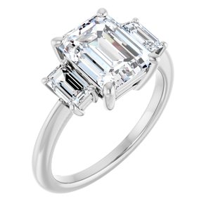 Platinum Emerald Engagement Ring