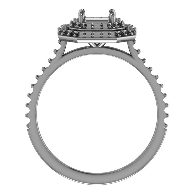 7x5 mm Oval Double Halo-Style Engagement Ring Mounting view 2