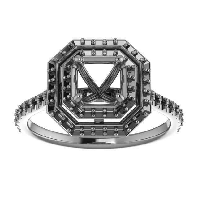 7x5 mm Oval Double Halo-Style Engagement Ring Mounting view 3