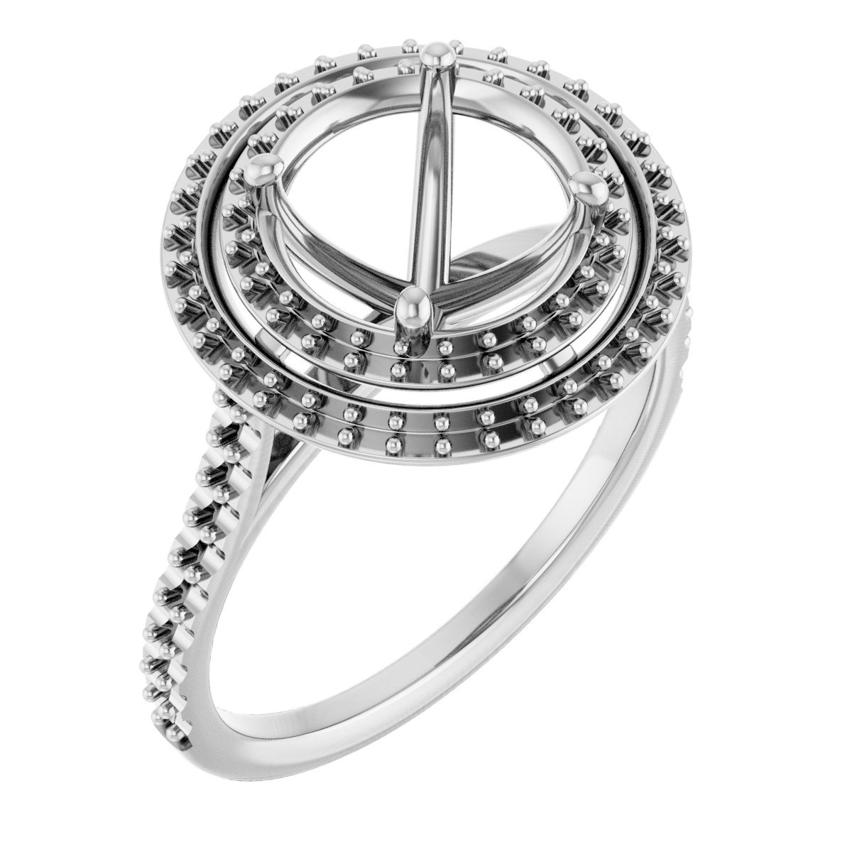 Double Halo-Style Engagement Ring