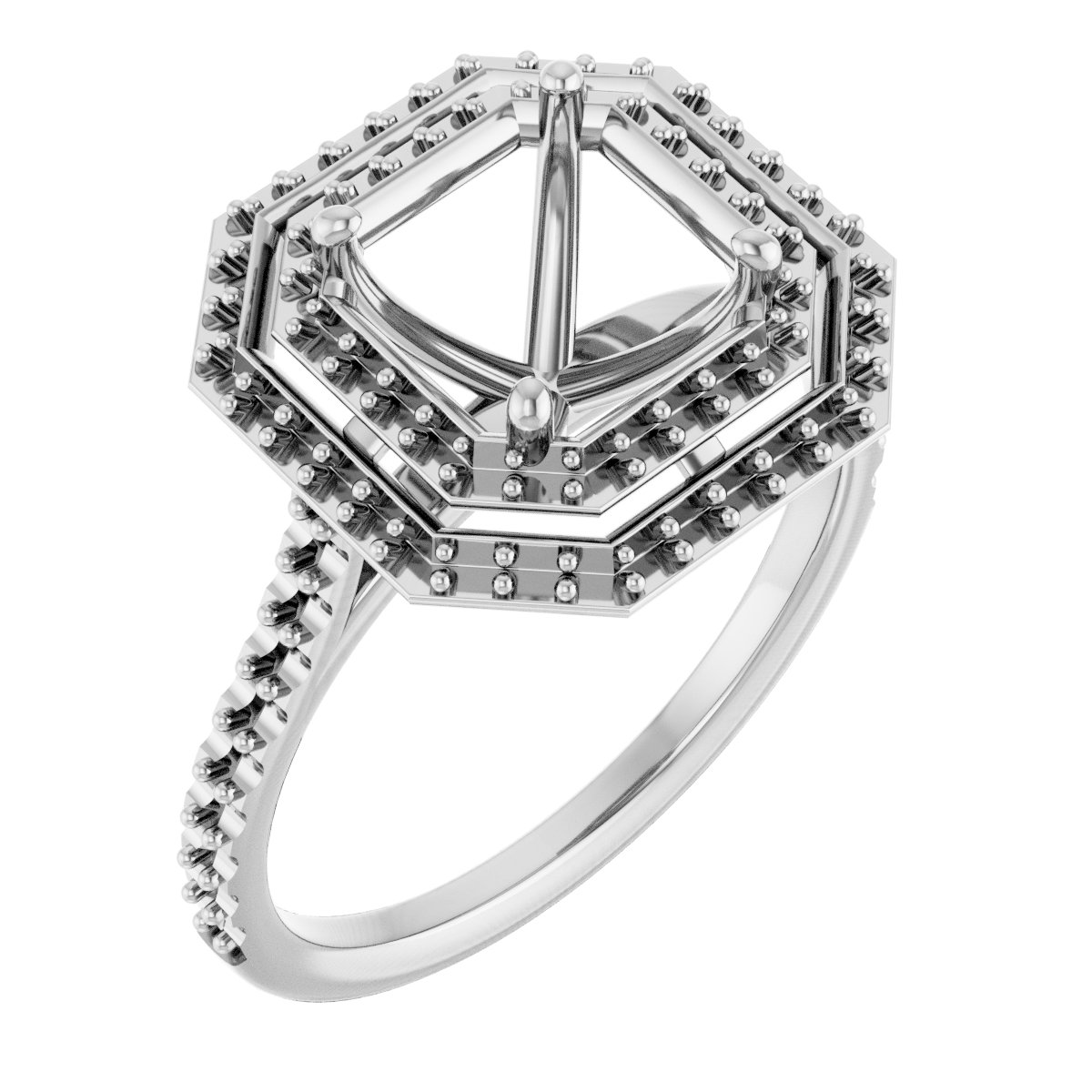 Double Halo-Style Engagement Ring