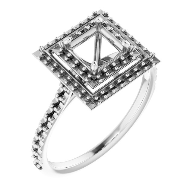 Double Halo-Style Engagement Ring