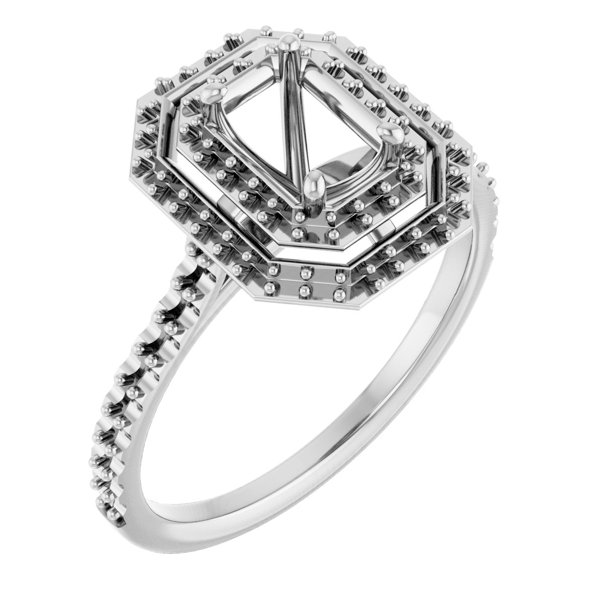 Double Halo-Style Engagement Ring
