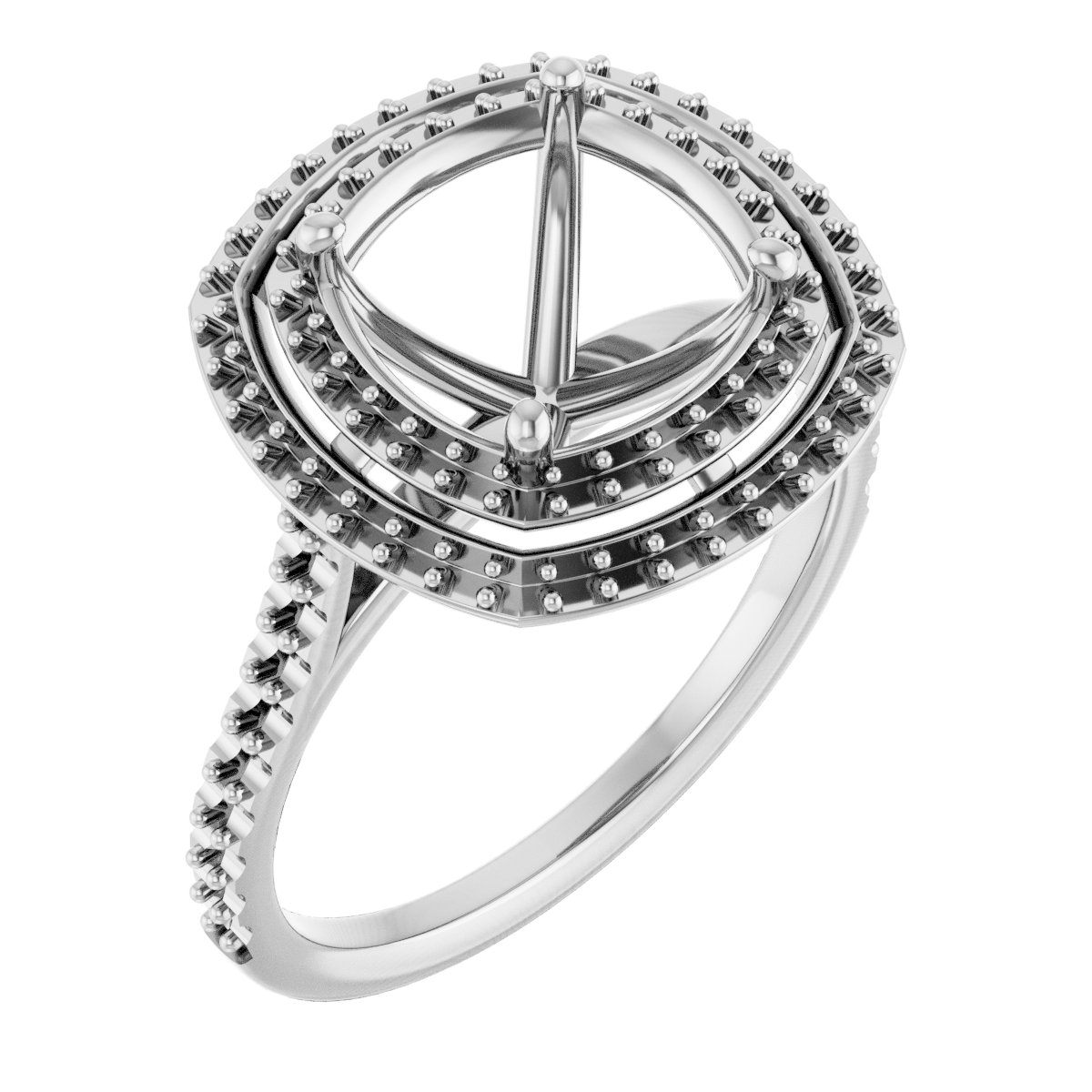 Double Halo-Style Engagement Ring
