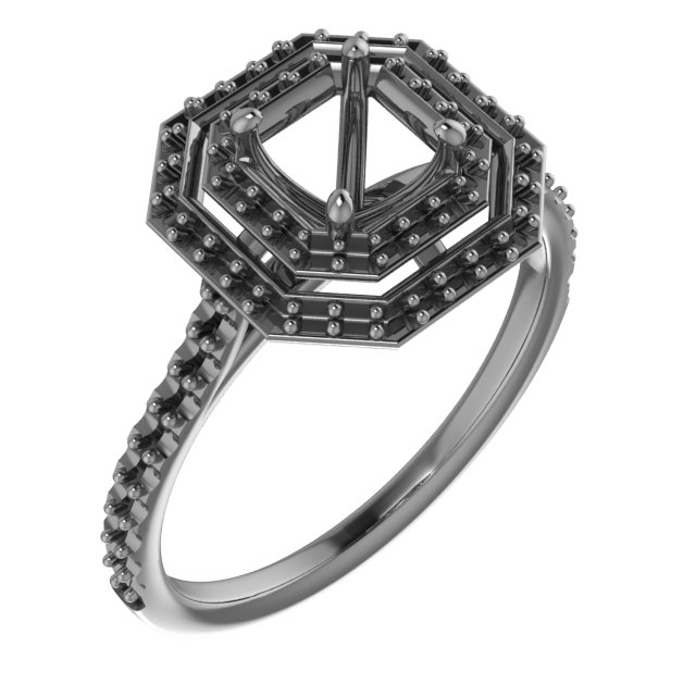 7x5 mm Oval Double Halo-Style Engagement Ring Mounting