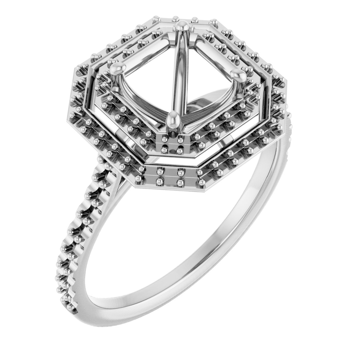 Double Halo-Style Engagement Ring