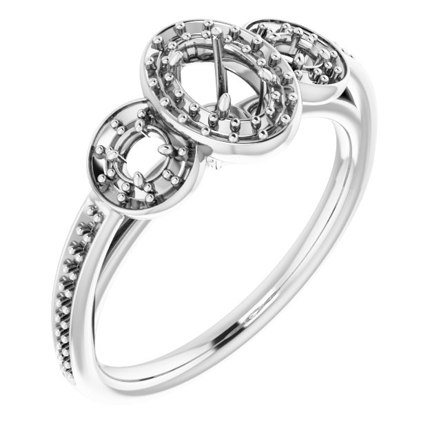 Three-Stone Halo-Style Engagement Ring