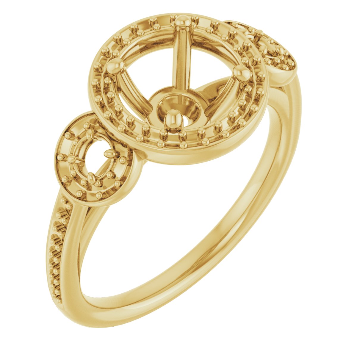 Three-Stone Halo-Style Engagement Ring