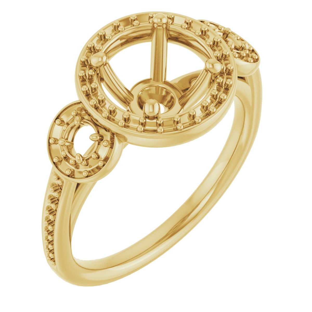 Three-Stone Halo-Style Engagement Ring