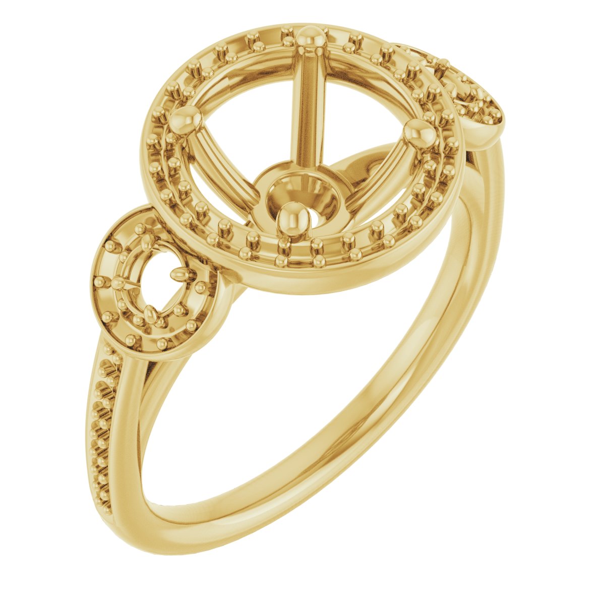 Three-Stone Halo-Style Engagement Ring