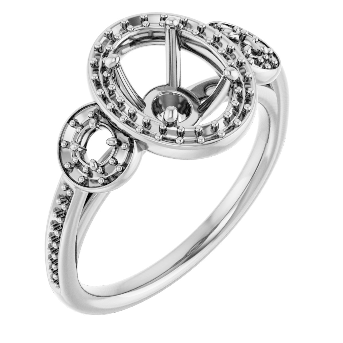 Three-Stone Halo-Style Engagement Ring