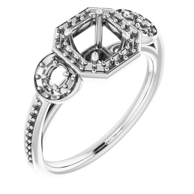 Three-Stone Halo-Style Engagement Ring