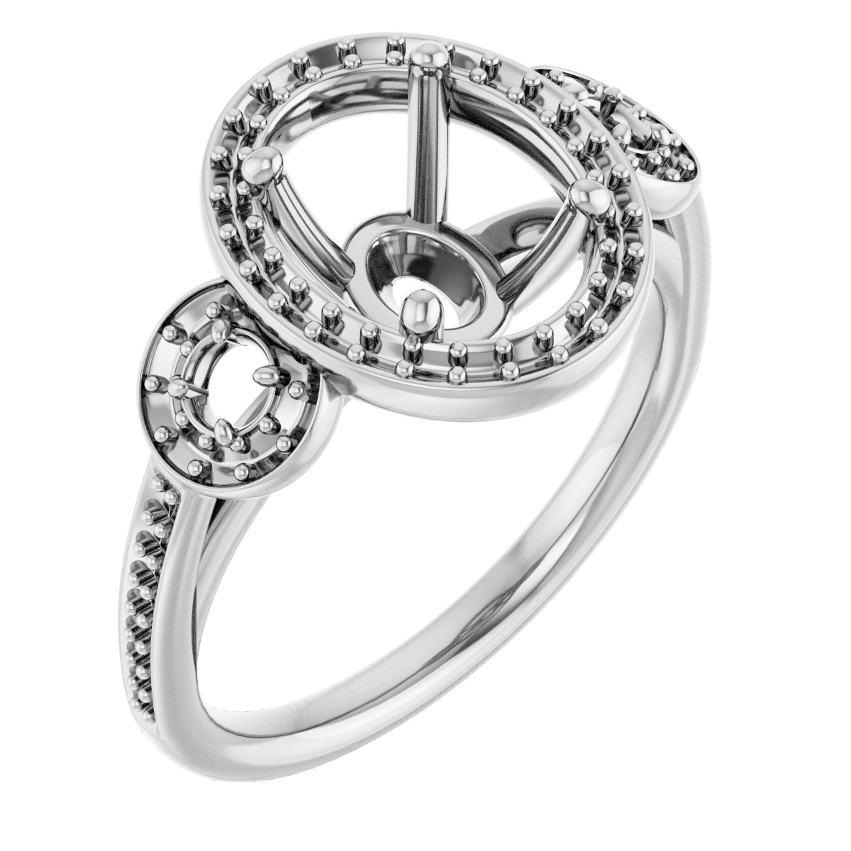 Three-Stone Halo-Style Engagement Ring