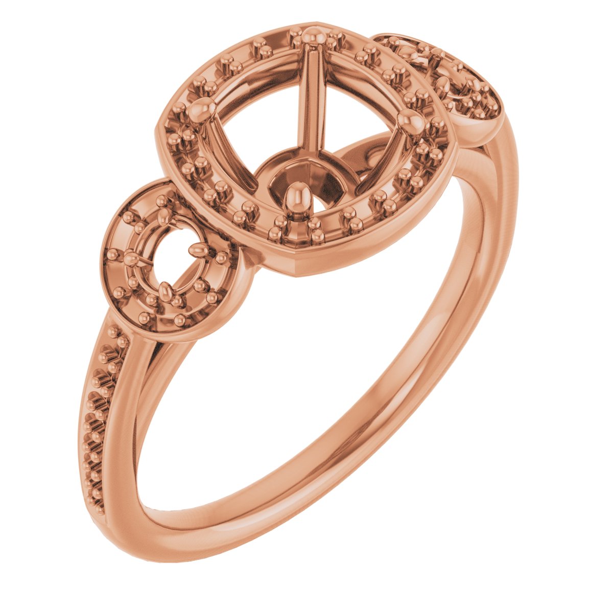 Three-Stone Halo-Style Engagement Ring