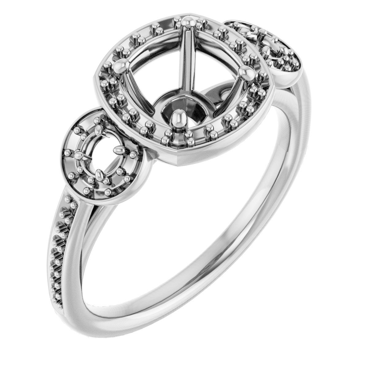 Three-Stone Halo-Style Engagement Ring