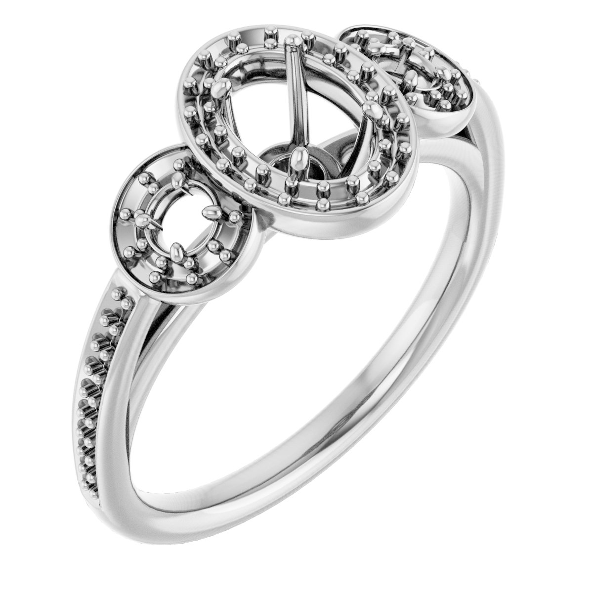Three-Stone Halo-Style Engagement Ring