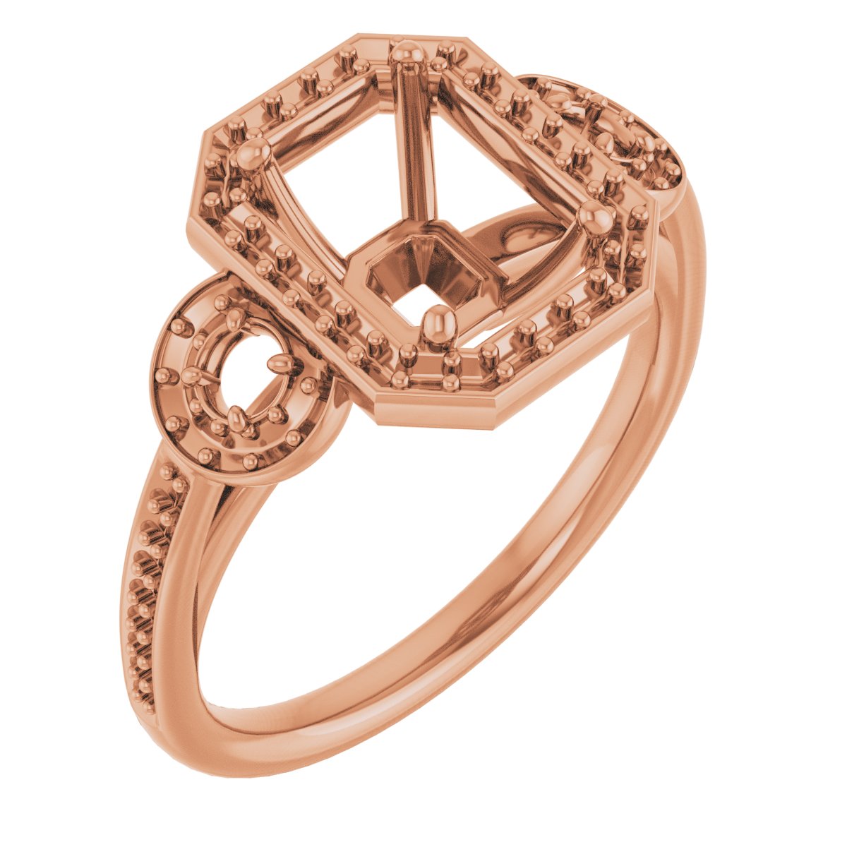 Three-Stone Halo-Style Engagement Ring
