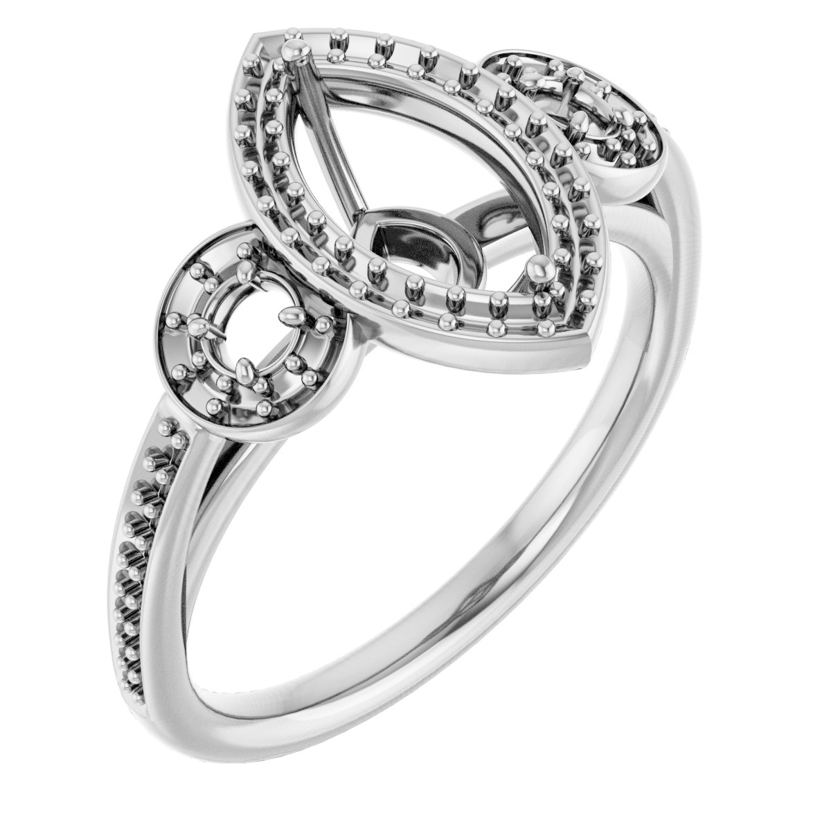 Three-Stone Halo-Style Engagement Ring