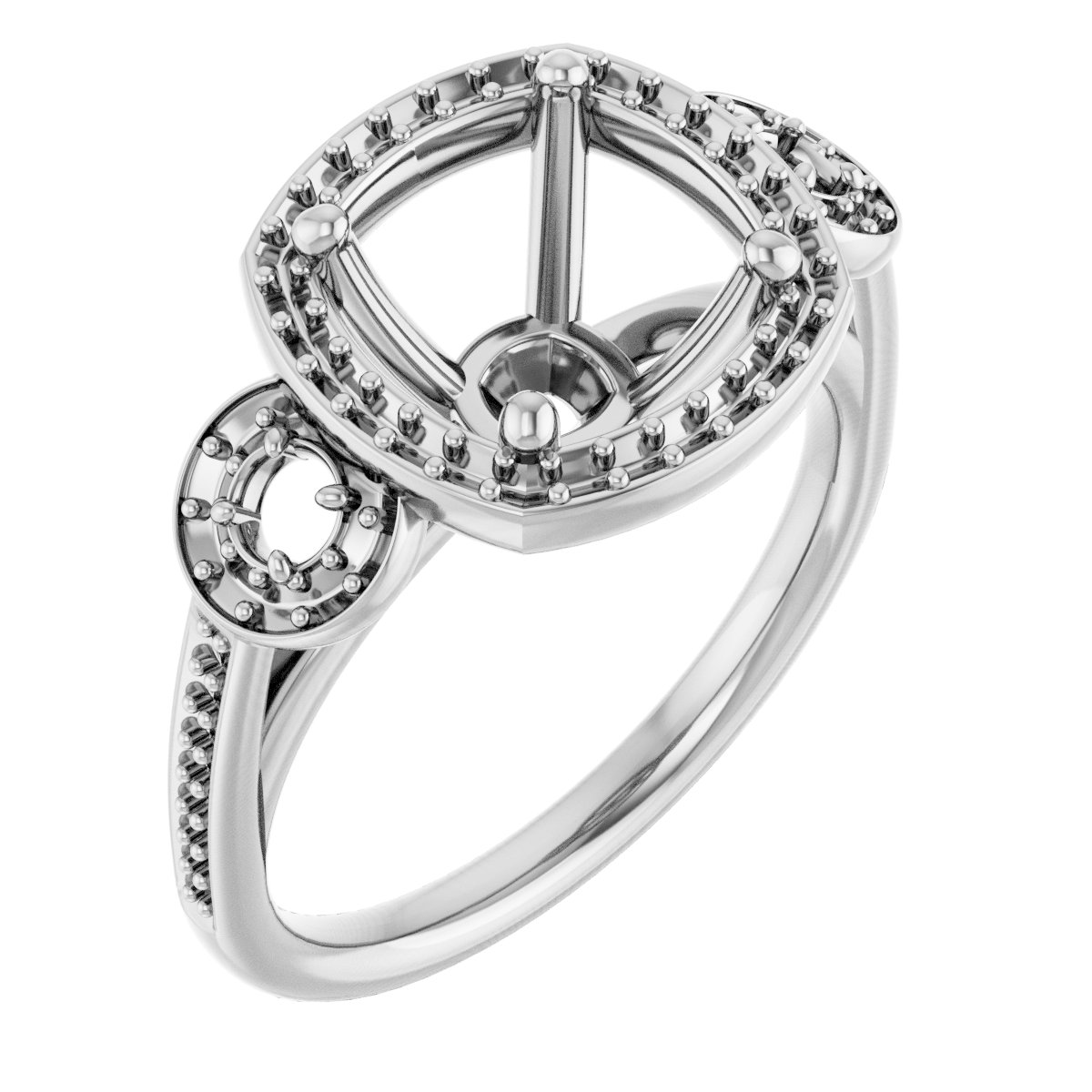 Three-Stone Halo-Style Engagement Ring