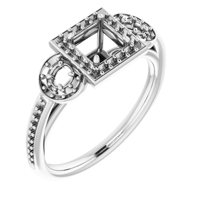 Three-Stone Halo-Style Engagement Ring