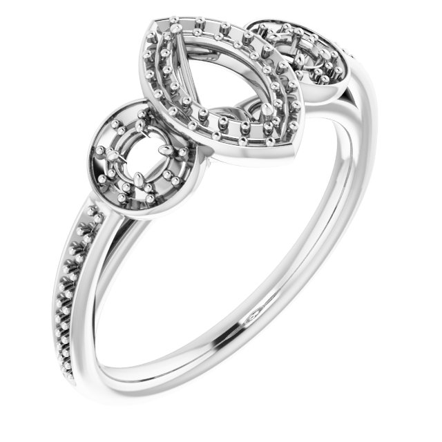 Three-Stone Halo-Style Engagement Ring