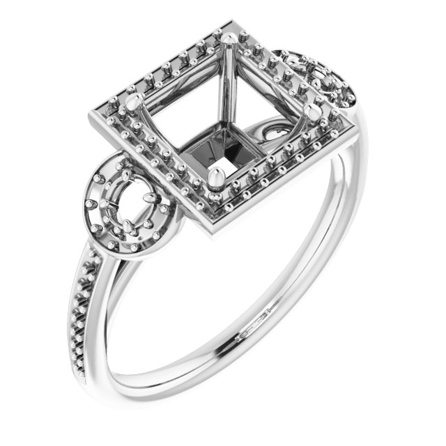 Three-Stone Halo-Style Engagement Ring