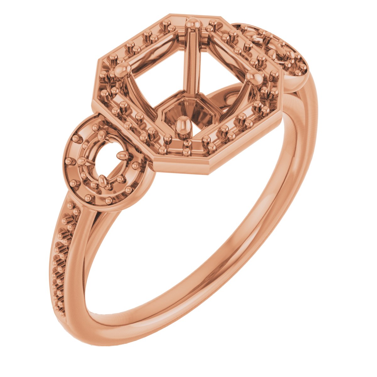 Three-Stone Halo-Style Engagement Ring