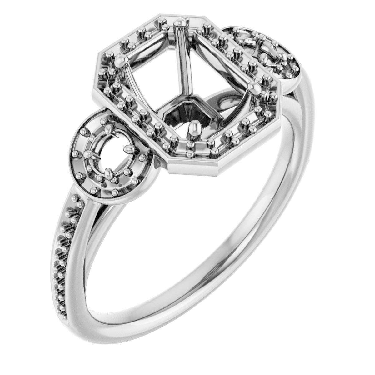 Three-Stone Halo-Style Engagement Ring