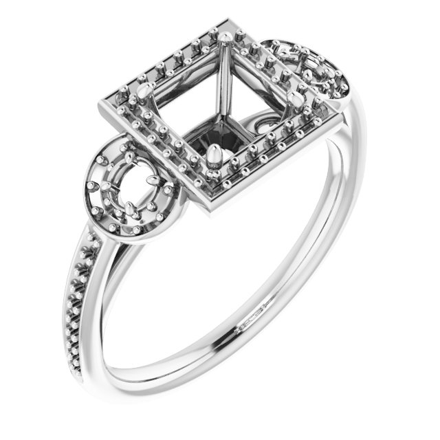 Three-Stone Halo-Style Engagement Ring