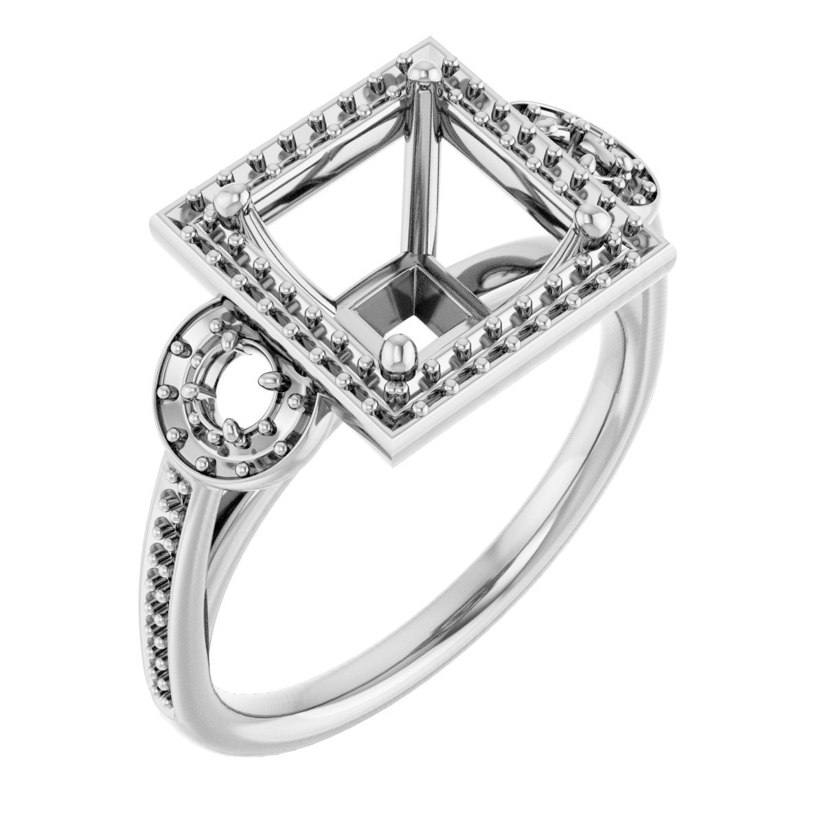Three-Stone Halo-Style Engagement Ring