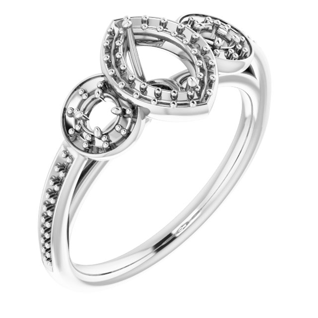Three-Stone Halo-Style Engagement Ring