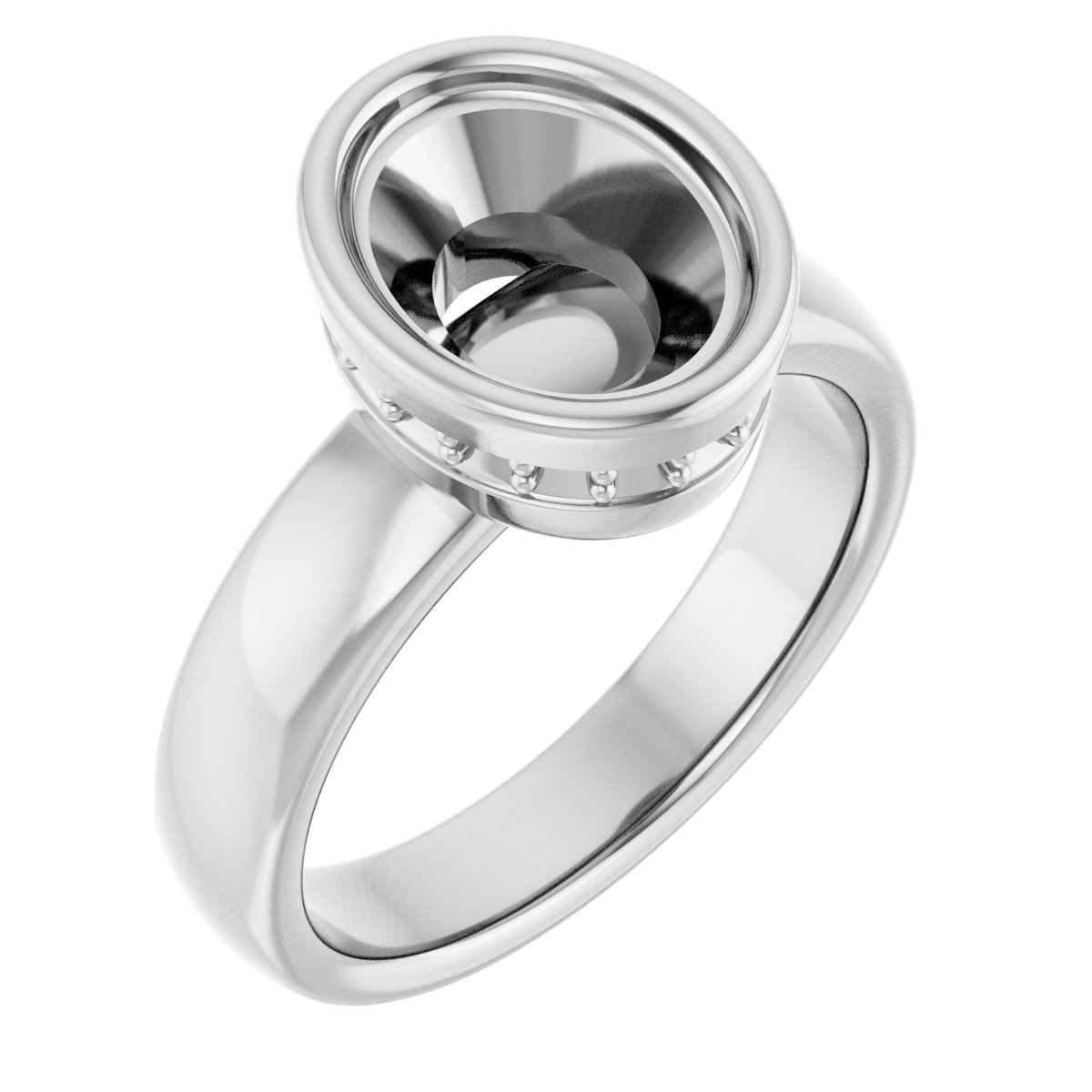 Bezel-Set Hidden Halo-Style Engagement Ring
