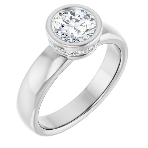 18K White Round 1 ct Engagement Ring