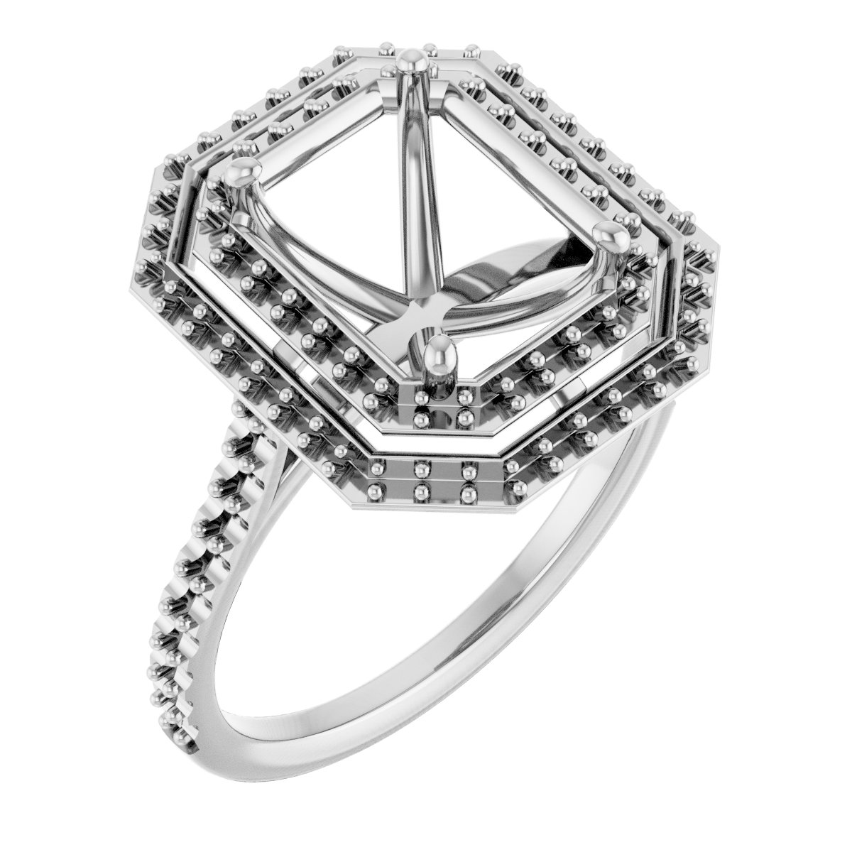 Double Halo-Style Engagement Ring