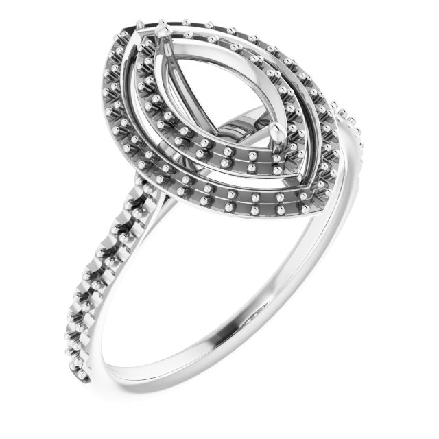 18 K White Gold Halo Engagement Ring