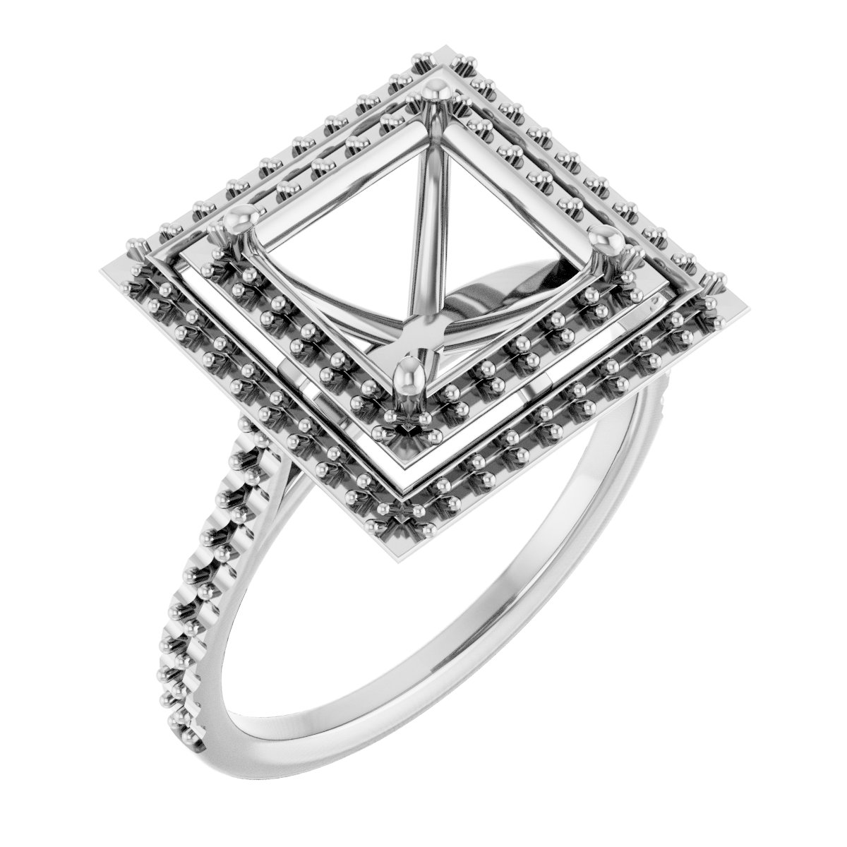 Double Halo-Style Engagement Ring