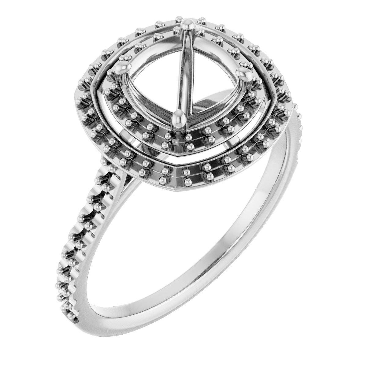 Double Halo-Style Engagement Ring