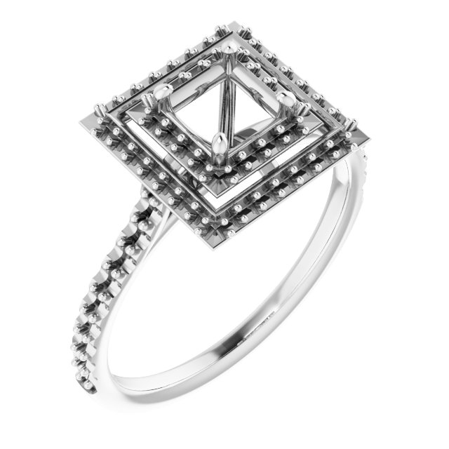 Double Halo-Style Engagement Ring