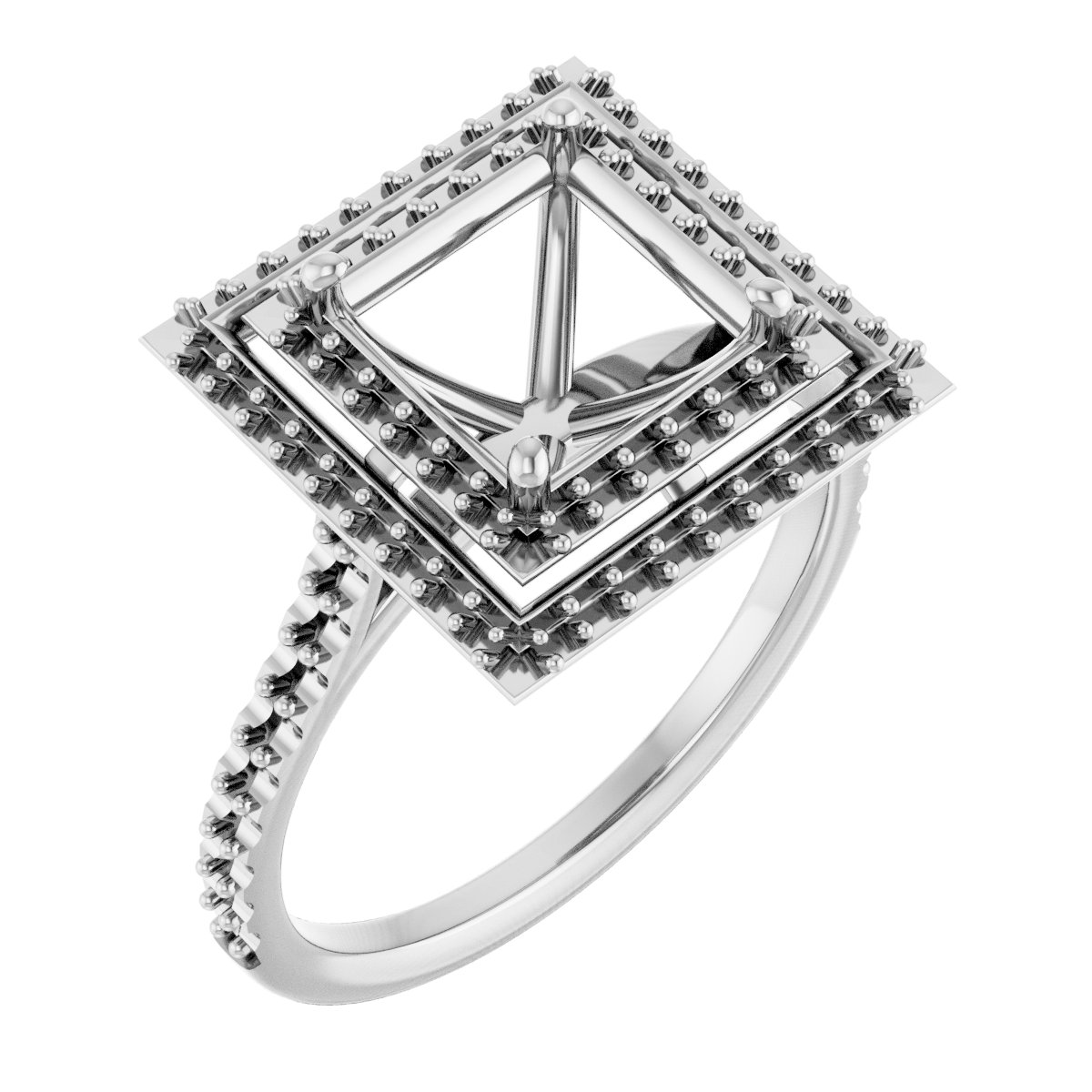 Double Halo-Style Engagement Ring