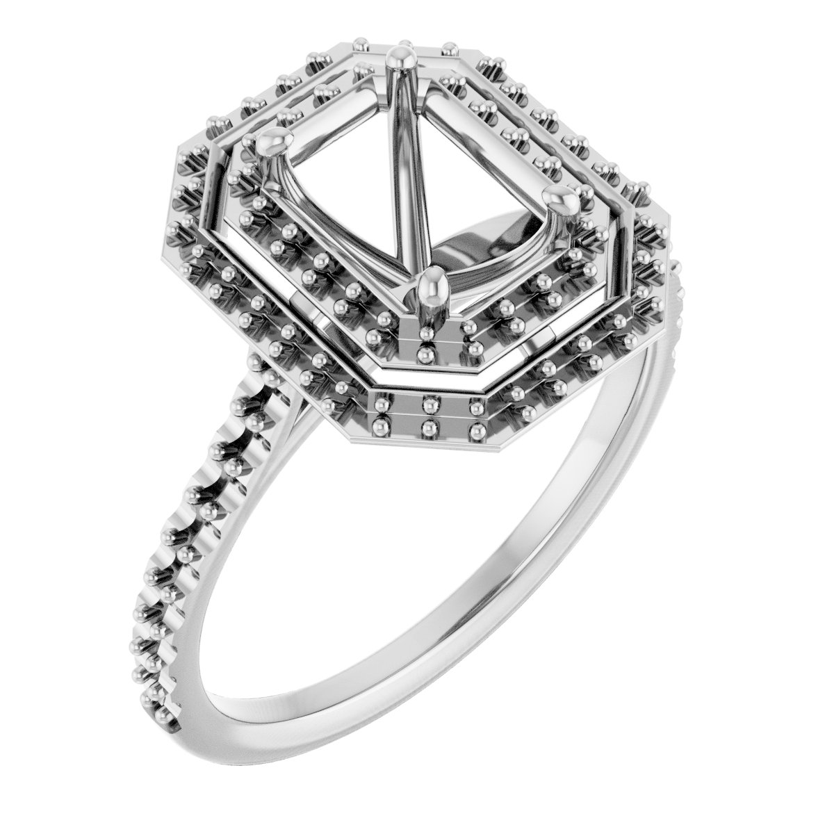 Double Halo-Style Engagement Ring